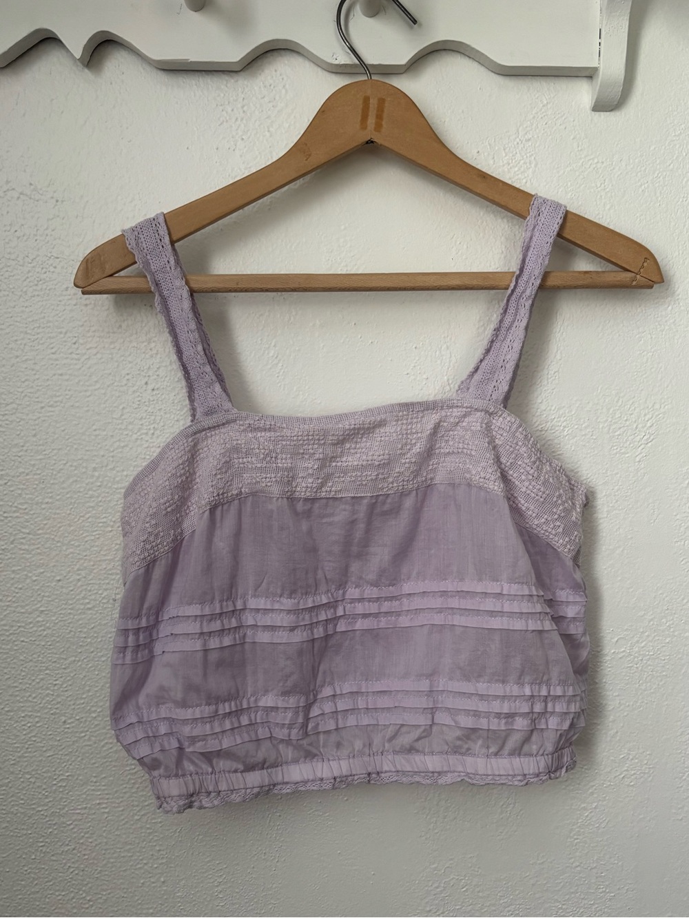 Aeropostale Lavender Crochet Trim Crop Top Coquette Fairycore Balletcore Boho M